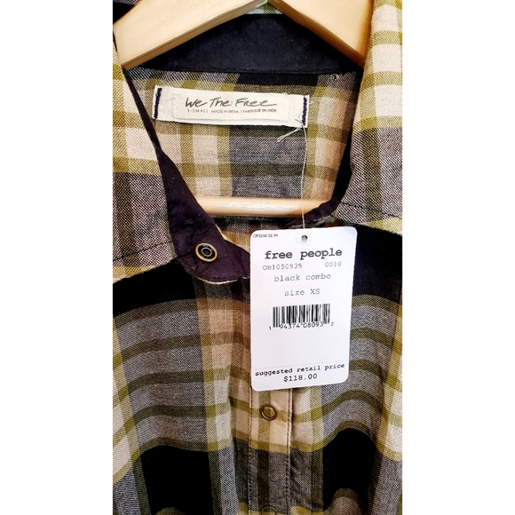 NWT We The Free Pacific Dawn Plaid Peplum Top XS - Picture 7 of 11